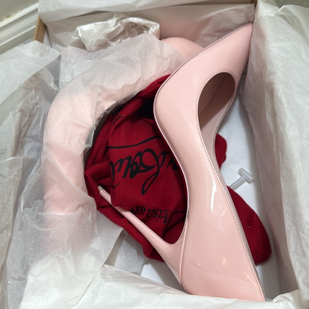Christian Louboutin Pink Patent Leather Pointed Toe Pumps - Picture 8 of 9